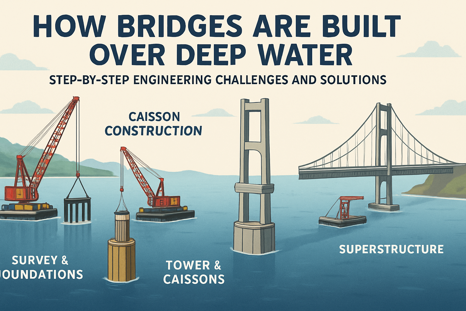 How Bridges Are Built Over Deep Water - Step-by-Step Engineering Challenges and Solutions